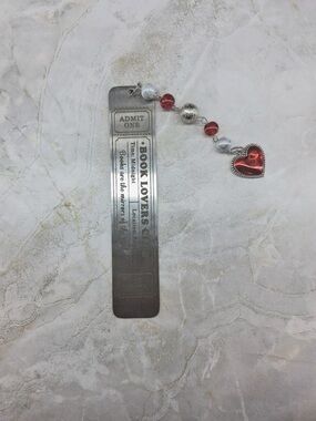 Hand Crafted Silver Bookmark with Red Heart Charm